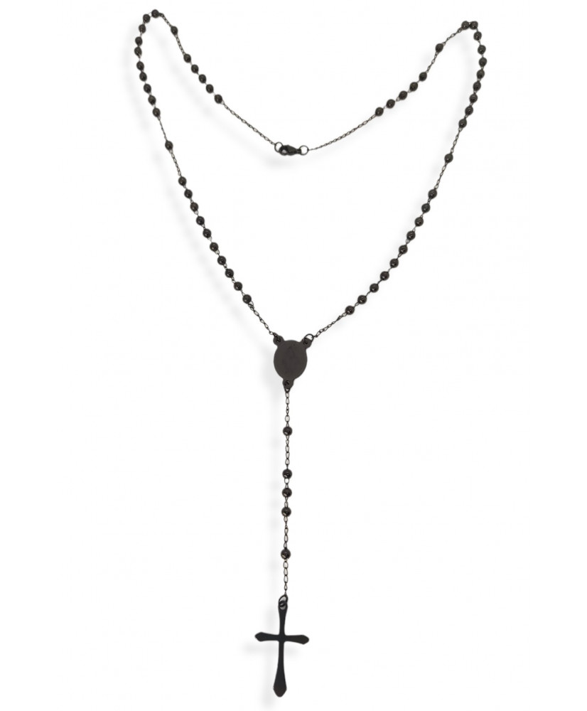 Collana uomo donna Rosario in acciaio nero - DRG Gioielli