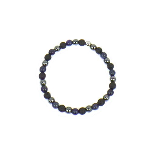 Habibi Jewels Bracciale Elastico con Pietre lapislazzuli, Ematite e Pietra lavica ed Elemento in Argento 925 Prodotto Artigianale Made in Italy Braccialetto