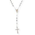 Habibi Jewels Collana Rosario in Acciaio da Uomo Donna Silver e Nero Grani Perline 4 mm Medaglietta Madonnina e Ciondolo Croce Idea Regalo Compleanno Laurea Onomastico Comunione