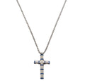 Habibi Jewels Collana Croce Acciaio Uomo Blu Lucida Catena a Maglia Festa del Papà Idea Regalo Compleanno Laurea