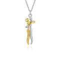 Habibi Jewels Collana da Donna in Acciaio con Ciondolo Abbraccio Innamorati Nero e Color Oro Gold Lui e Lei Fidanzati Amanti Coppia Amore Amicizia Idea Regalo San Valentino Compleanno