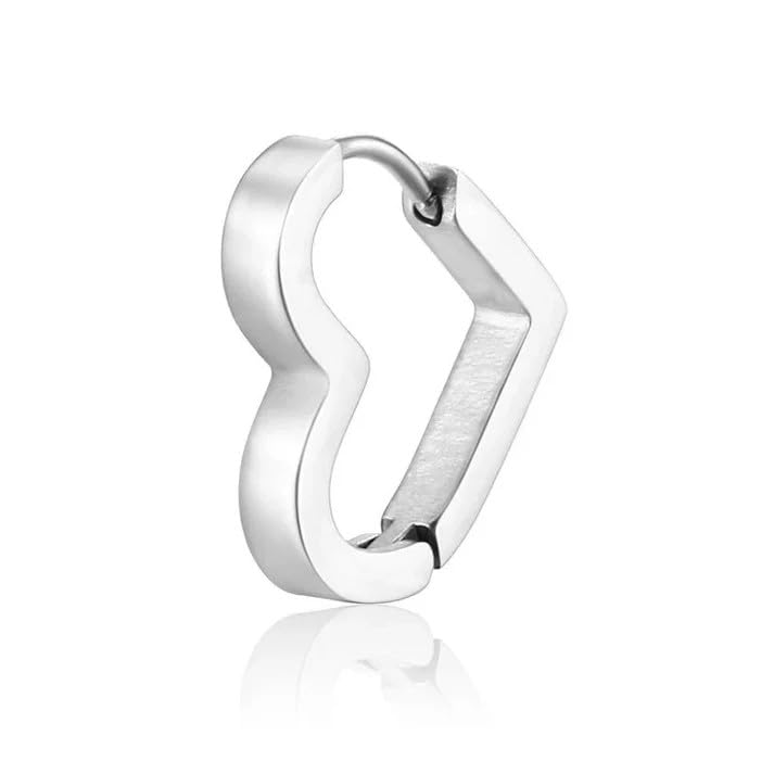 Habibi Jewels Orecchini da Donna Cuore Silver in Acciaio Inossidabile modello A Lobo Anallergico Chiusura a Scatto Idea Regalo Compleanno Laurea Festa