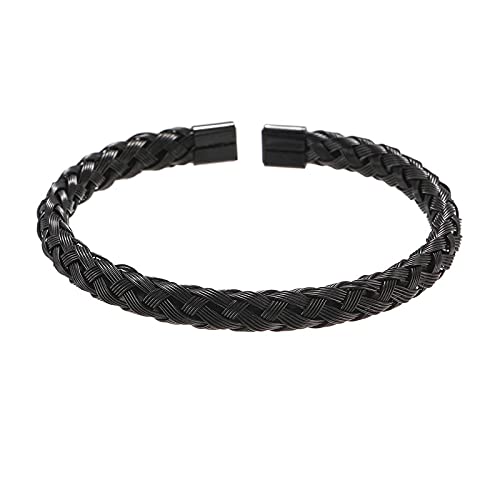 Habibi Jewels Bracciale Uomo in acciaio modello Intrecciato color giallo acciaio nero braccialetto Idea Regalo Festa del Papà Compleanno Onomastico
