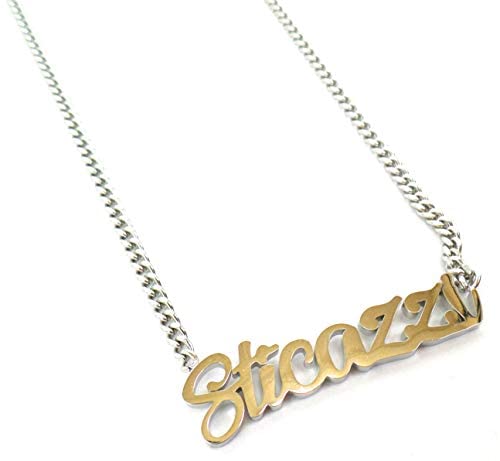 Habibi Jewels Collana in Acciaio da Donna con scritta Sticazzi a Maglia Collanina Necklace for Woman Regalo Compleanno Laurea Onomastico
