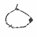 Habibi Jewels Bracciale Rosario in Acciaio colore nero da Uomo Donna con Croce e Medaglietta Braccialetto Unisex Idea Regalo Natale Compleanno Laurea
