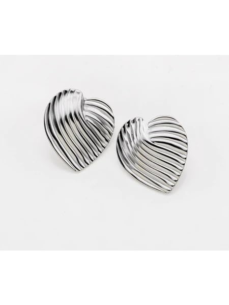 Habibi Jewels Orecchini da Donna Cuore Colore Silver Argentato in Acciaio Inossidabile modello Cuore Rigato Anallergico Idea Regalo Compleanno Laurea Festa