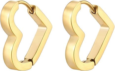 Habibi Jewels Orecchini da Donna Cuore Gold Dorati in Acciaio Inossidabile modello A Lobo Anallergico Chiusura a Scatto Idea Regalo Compleanno Laurea Festa