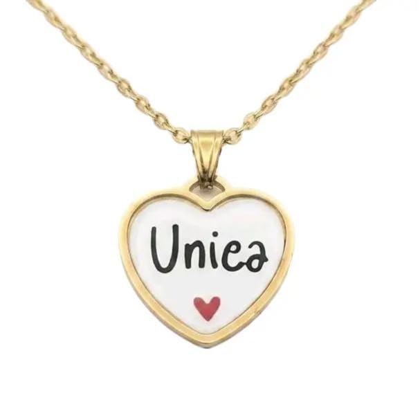 Habibi Jewels Collana in Acciaio Gold con Charm a Cuore e Scritta Unica per Donna Elegante e Moderna Idea Regalo