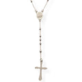 Habibi Jewels Collana Rosario in Acciaio da Uomo Donna Silver Grani Perline 4 mm Medaglietta Madonnina e Ciondolo Croce Idea Regalo Compleanno Laurea Onomastico Comunione