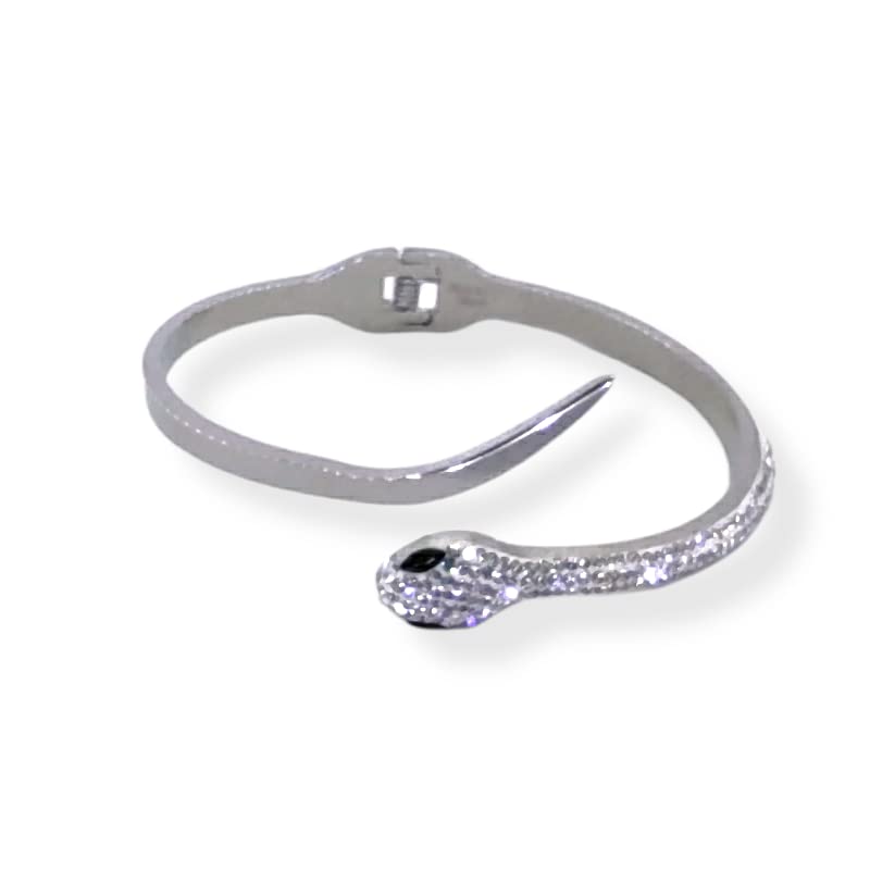 Habibi Jewels Bracciale brillantini Acciaio da donna con serpente zirconi modello rigido a manetta braccialetto ragazza Idea regalo Gioiello Bijoux