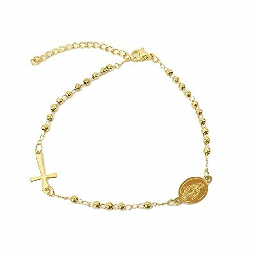 Bracciale Rosario in Acciaio Gold