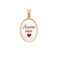 Habibi Jewels Descrizione Charm Pendente in Acciaio Gold con Scritta AMORE MIO Ovale Elegante e Versatile per Collana Magnetica Calamita Idea Regalo