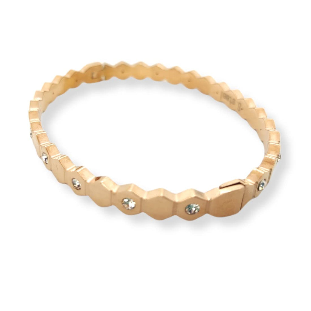 Bracciale  rigido colore Oro rosa rosé con strass