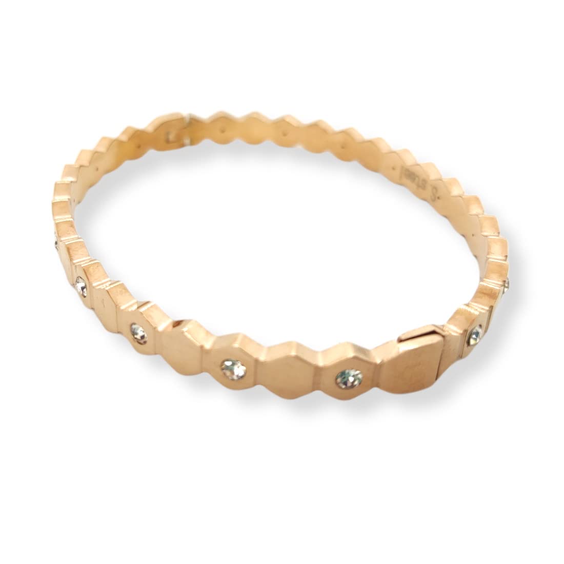 Bracciale  rigido colore Oro rosa rosé con strass