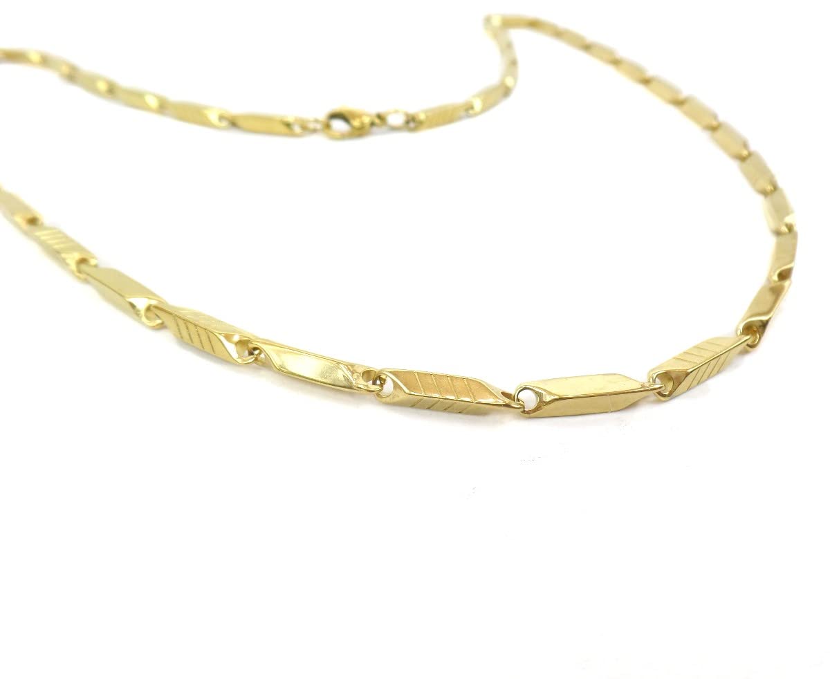 Habibi Jewels Collana da Uomo in Acciaio Modello Maglia a Rombo Colore Oro Giallo Dorata Chiusura a Moschettone Idea Regalo Festa del Papà Compleanno Laurea