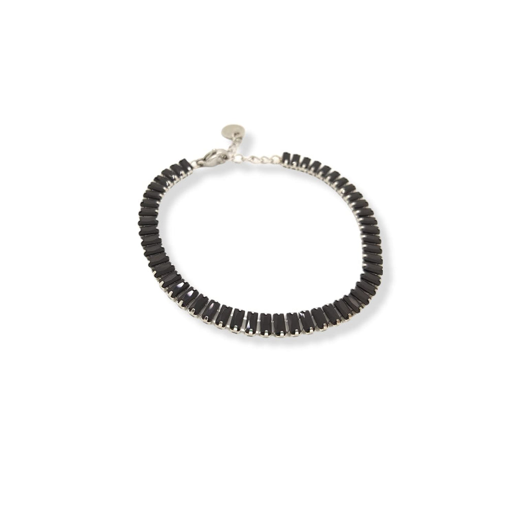 Habibi Jewels Bracciale Tennis Donna in Acciaio Strass Neri Nero regolabile Brillantini Chiusura a Moschettone Braccialetto Idea Regalo Compleanno Natale Festa della Mamma