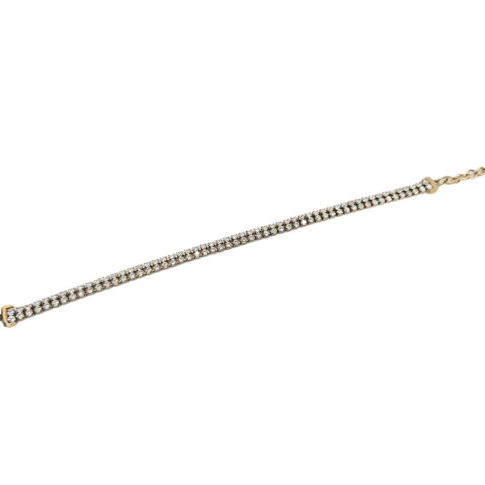 Habibi Jewels Bracciale Acciaio Doppio Tennis Gold con Cubic Zirconia da Donna in Acciaio e Zirconi Colore Gold Dorato per ogni Occasione Idea Regalo Ragazza Compleanno Festa della Mamma Natale