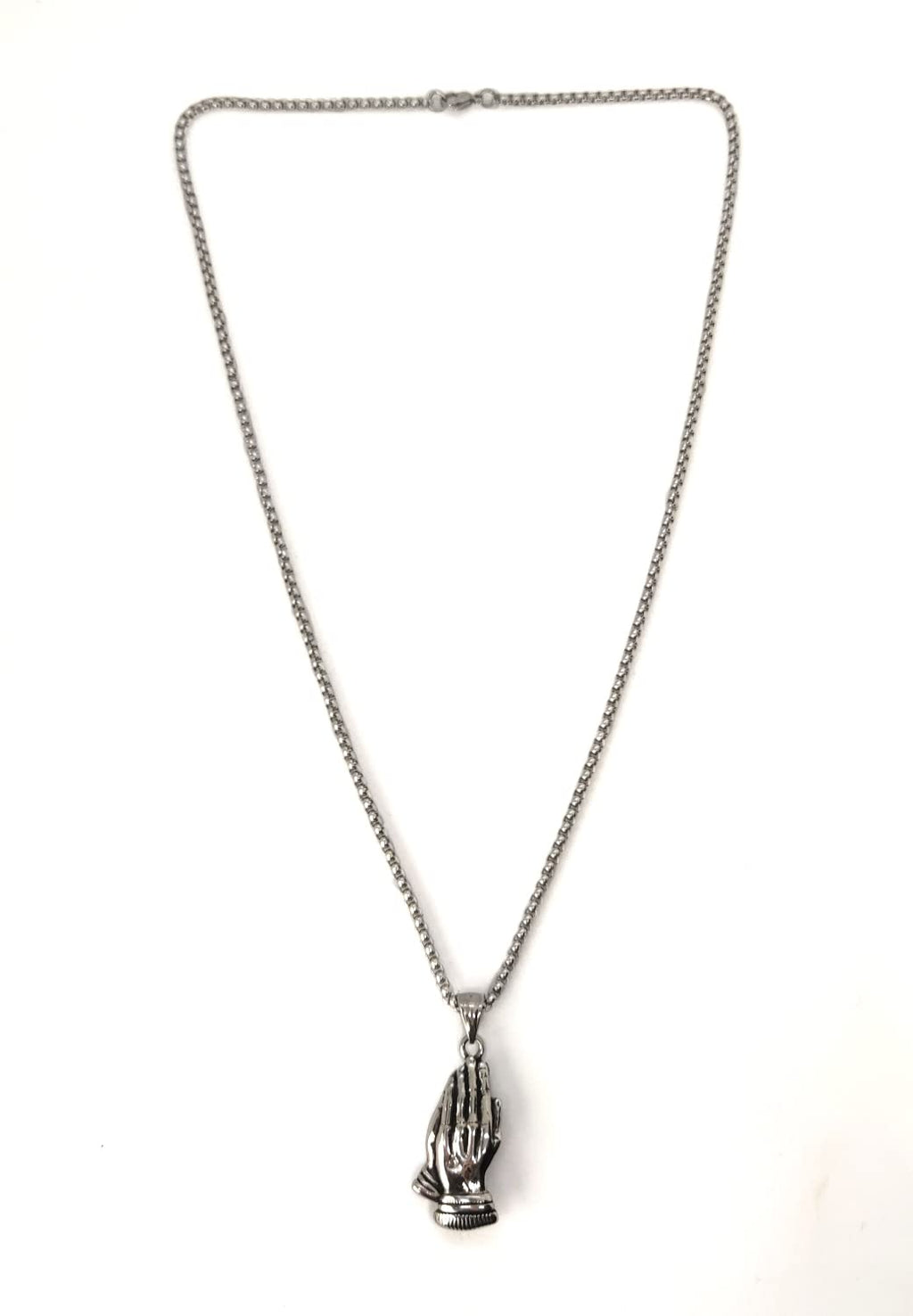 Habibi Jewels Collana in Acciaio con Ciondolo Mani in Preghiera Uomo Catena Maglia Veneziana Chiusura a Moschettone Idea Regalo Festa del Papà Compleanno Laurea Religione