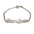 Habibi Jewels Bracciale in Acciaio da Donna con scritta FATEMI SANTA Silver Catena a Maglie Braccialetto Chiusura Moschettone Compleanno Laurea Onomastico Festa della Mamma Festa della Donna