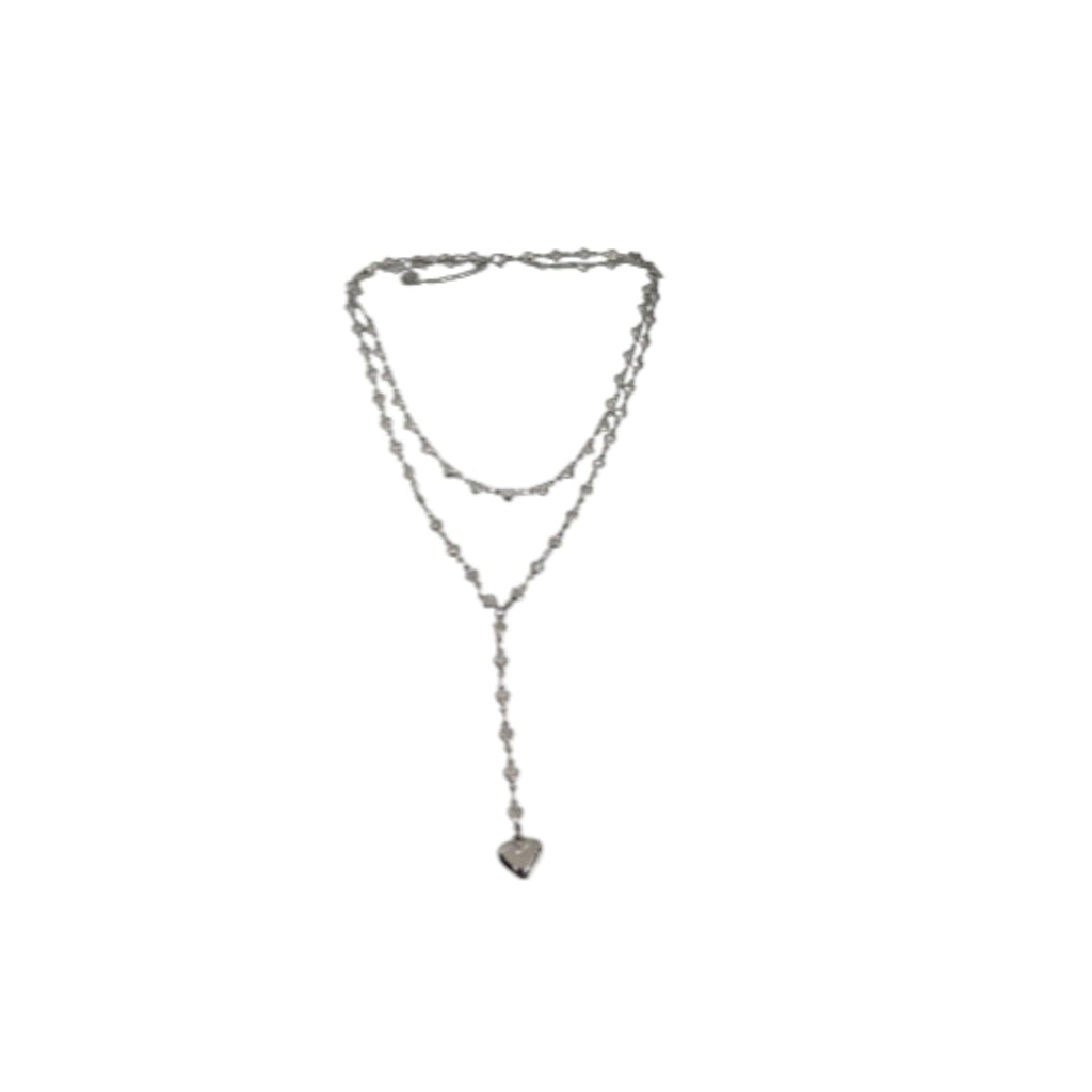 Habibi Jewels Set 2 Collane da Donna in Acciaio Silver con Cuori e pendente a Cuore per Occasioni Speciali Idea Regalo Ragazza Compleanno Festa della Mamma Natale