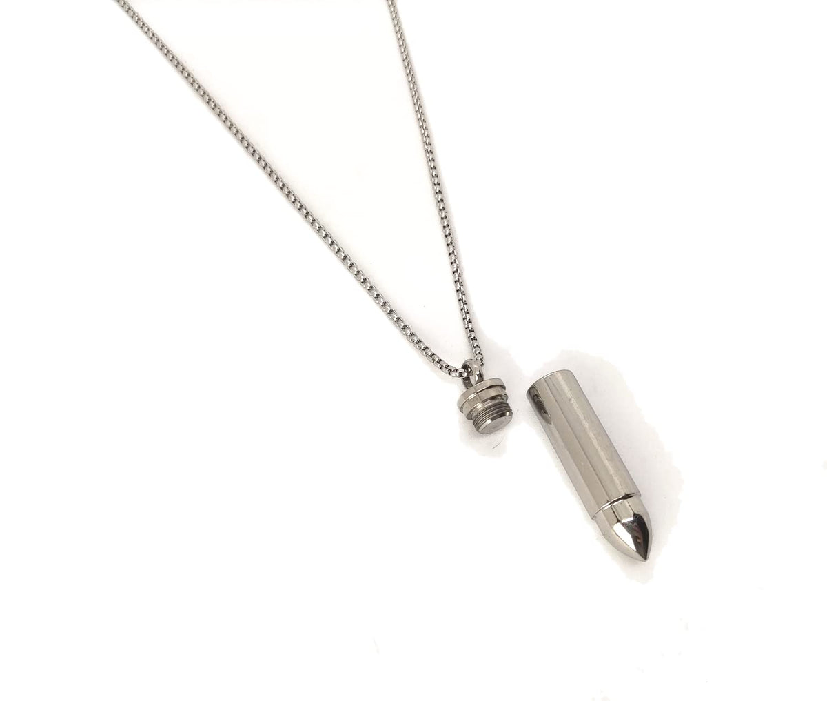 Habibi Jewels Collana in Acciaio con Ciondolo Proiettile Uomo Catena a Maglia Veneziana Chiusura a Moschettone Idea Regalo Festa del Papà Compleanno Laurea