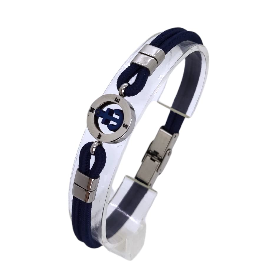 Habibi Jewels Bracciale Ancora Uomo in Acciaio e Cordino Blu con Chiusura ad Incastro Braccialetto Navy Idea Regalo Festa del Papà Compleanno Laurea