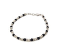 Bracciale da Uomo in Acciaio con Pietre Dure Onice Opaca Satinata 4 mm Dischi e Cubi in Acciaio Chiusura a Moschettone Regolabile Finitura Lucida Lavorazione Artigianale Fatto a Mano Made in Italy