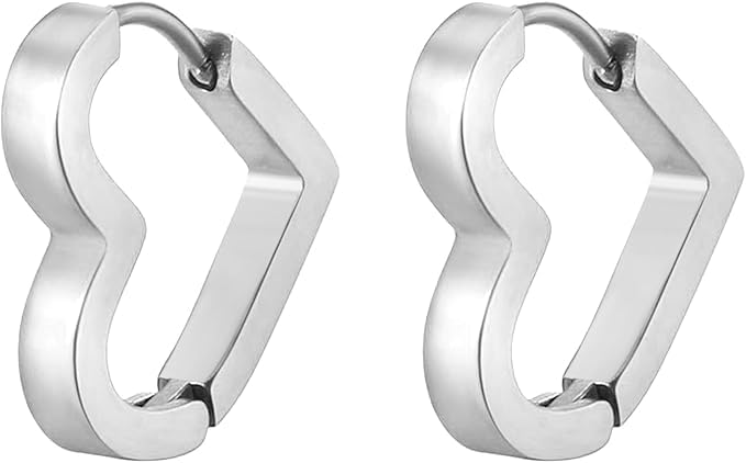 Habibi Jewels Orecchini da Donna Cuore Silver in Acciaio Inossidabile modello A Lobo Anallergico Chiusura a Scatto Idea Regalo Compleanno Laurea Festa