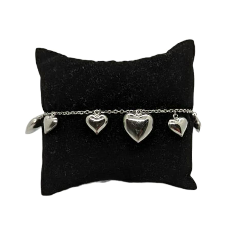 Habibi Jewels Bracciale in Acciaio da Donna con Cuori Pendenti Silver Catena a Maglia Braccialetto Chiusura Moschettone Cuore Compleanno Laurea Onomastico Festa della Mamma