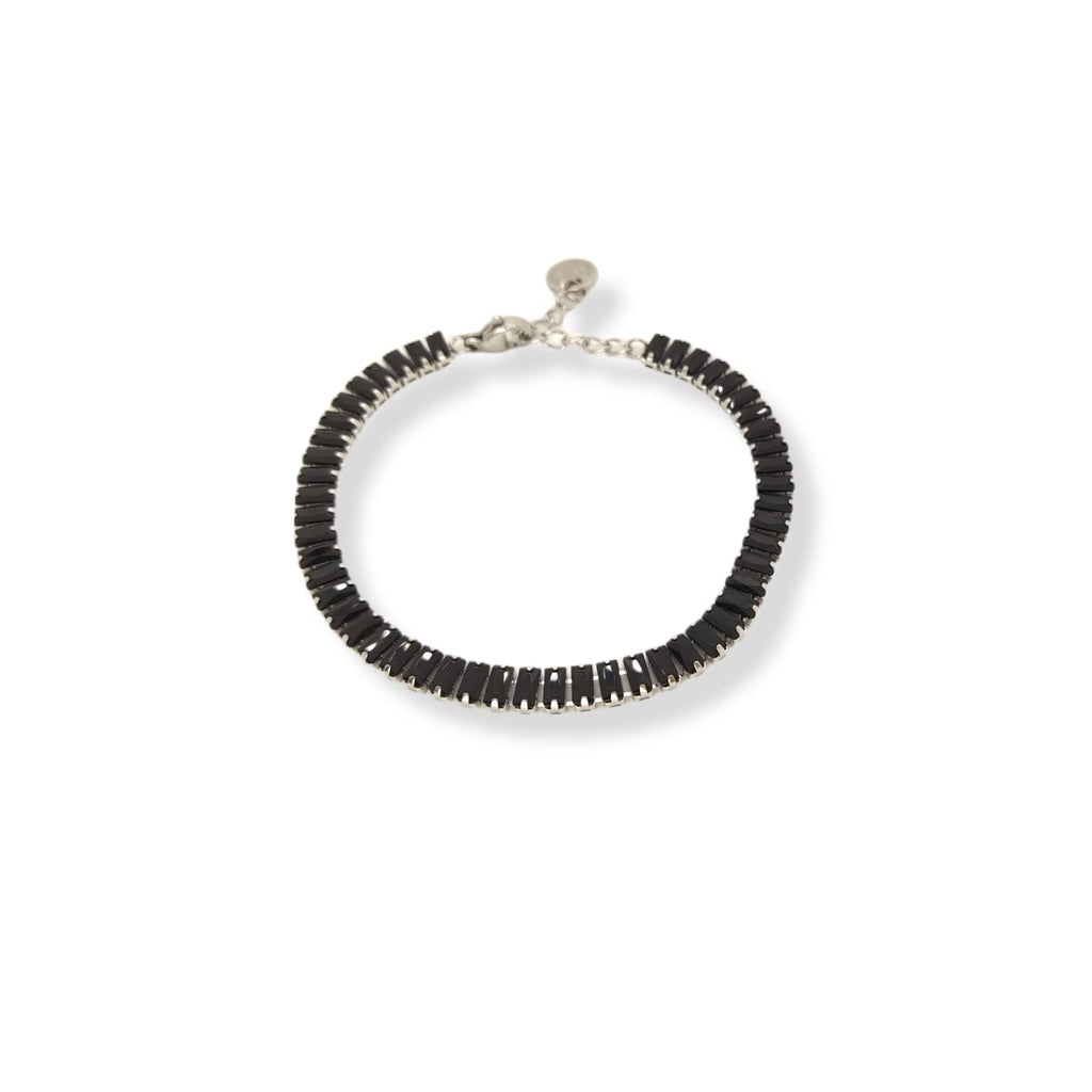 Habibi Jewels Bracciale Tennis Donna in Acciaio Strass Neri Nero regolabile Brillantini Chiusura a Moschettone Braccialetto Idea Regalo Compleanno Natale Festa della Mamma