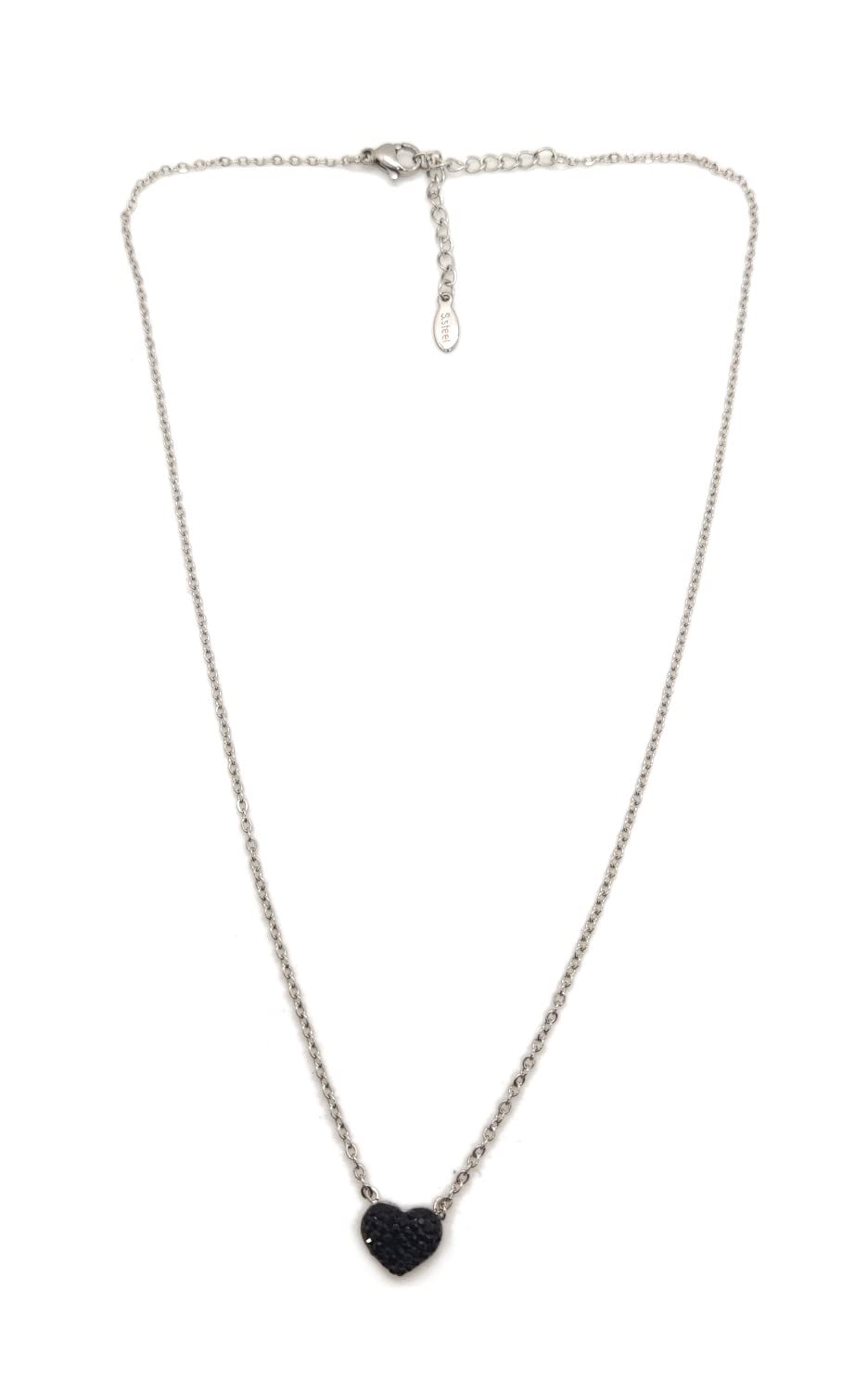 Habibi Jewels Collana da Donna in Acciaio con Ciondolo Cuore Nero Chiusura a Moschettone Regolabile Idea Regalo Compleanno Laurea Natale Festa della Mamma Fidanzati San Valentino