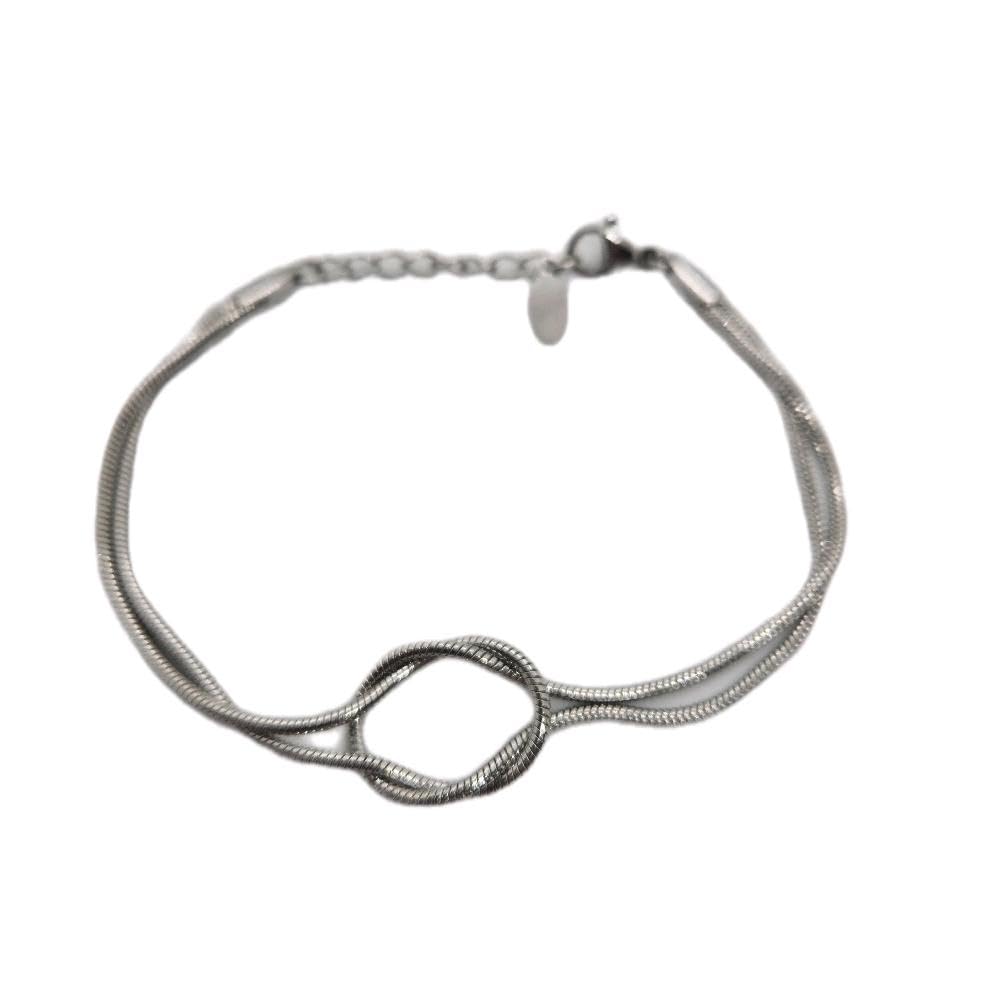 Habibi Jewels Bracciale Nodo D'Amore in Acciaio Silver Argentato da Donna Intrecciato Design Elegante Regolabile Idea Regalo Ragazza Compleanno Festa della Mamma Natale