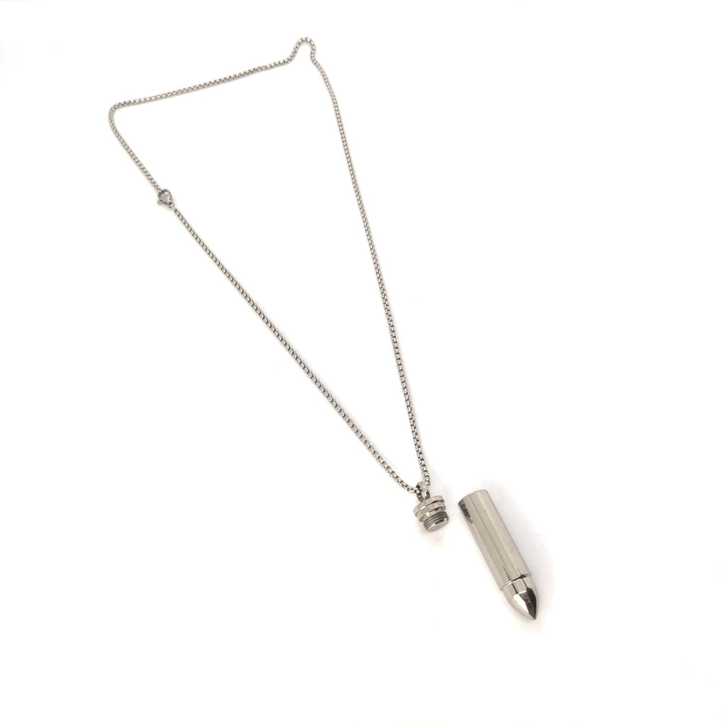 Habibi Jewels Collana in Acciaio con Ciondolo Proiettile Uomo Catena a Maglia Veneziana Chiusura a Moschettone Idea Regalo Festa del Papà Compleanno Laurea