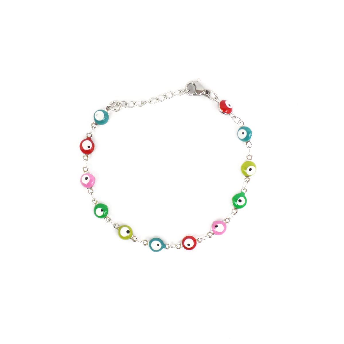 Habibi Jewels Bracciale con Occhio Greco Portafortuna da Donna in Acciaio Amuleto con Moschettone Regolabile Idea Regalo Festa della Mamma Compleanno Laurea