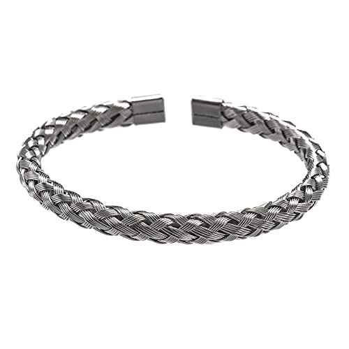 Habibi Jewels Bracciale Uomo in acciaio modello Intrecciato color giallo acciaio nero braccialetto Idea Regalo Festa del Papà Compleanno Onomastico
