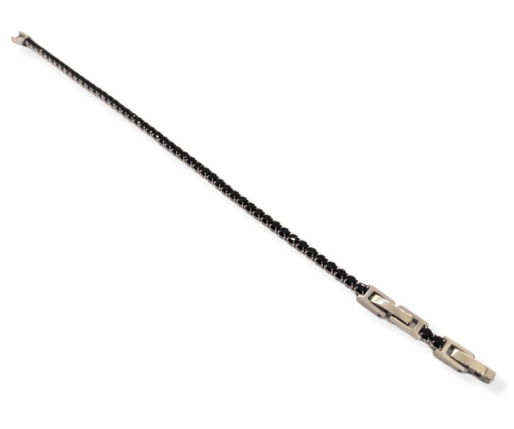 Habibi Jewels Bracciale Tennis Donna Uomo in Acciaio Nero Strass Brillantini Braccialetto Idea Regalo Compleanno Laurea