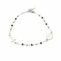Habibi Jewels Bracciale Rosario in Acciaio colore Acciaio e nero da Uomo Donna con Croce e Medaglietta Braccialetto Unisex Crocifisso Compleanno Natale Idea Regalo Festa della Mamma