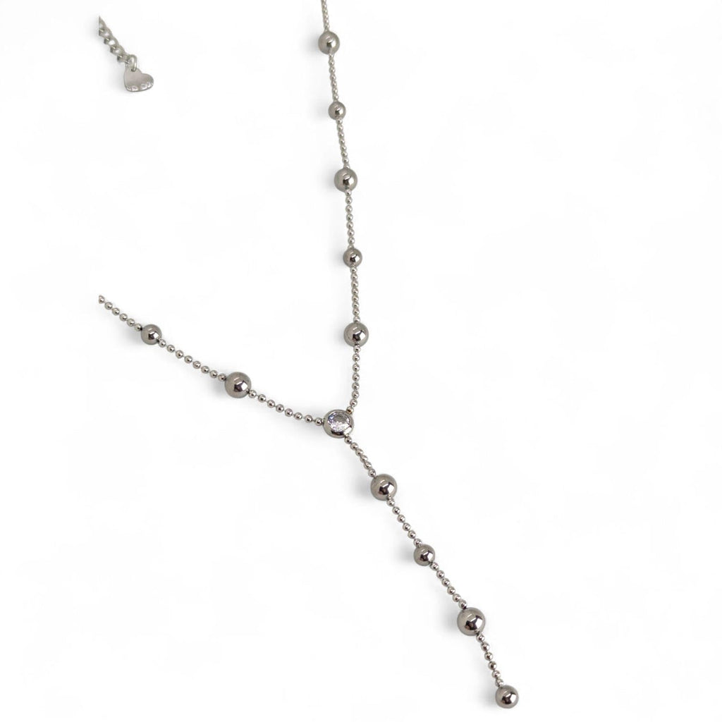 Habibi Jewels Collana da Donna in Acciaio con Sfere e Punto Luce centrale Modello a Y Ideale per Occasioni Speciali Idea Regalo Ragazza Compleanno Festa della Mamma Natale