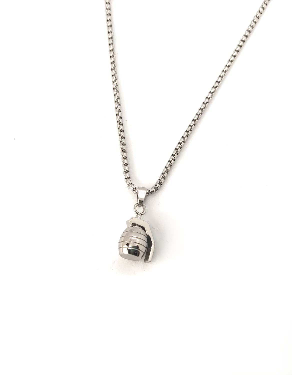 Habibi Jewels Collana Uomo in Acciaio con Ciondolo Bomba a Mano Granata Catena a Maglia Veneziana Chiusura a Moschettone Idea Regalo Festa del Papà Natale Compleanno Laurea San Valentino