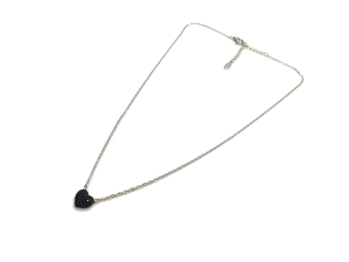 Habibi Jewels Collana da Donna in Acciaio con Ciondolo Cuore Nero Chiusura a Moschettone Regolabile Idea Regalo Compleanno Laurea Natale Festa della Mamma Fidanzati San Valentino