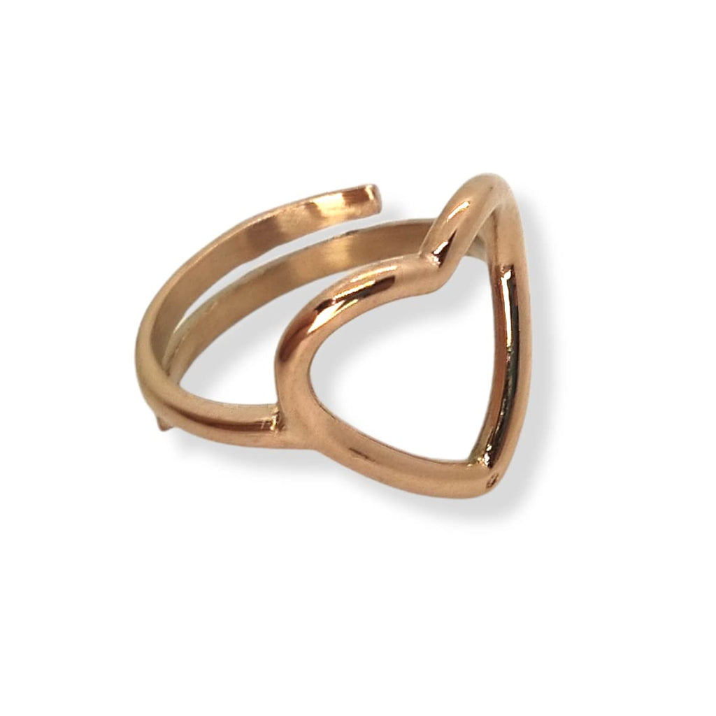 Habibi Jewels Anello da Donna in Acciaio a forma di Cuore Color Rosa Rosé Regolabile Idea Regalo Festa della mamma Festa della donna compleanno