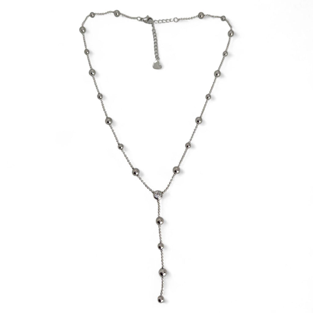 Habibi Jewels Collana da Donna in Acciaio con Sfere e Punto Luce centrale Modello a Y Ideale per Occasioni Speciali Idea Regalo Ragazza Compleanno Festa della Mamma Natale