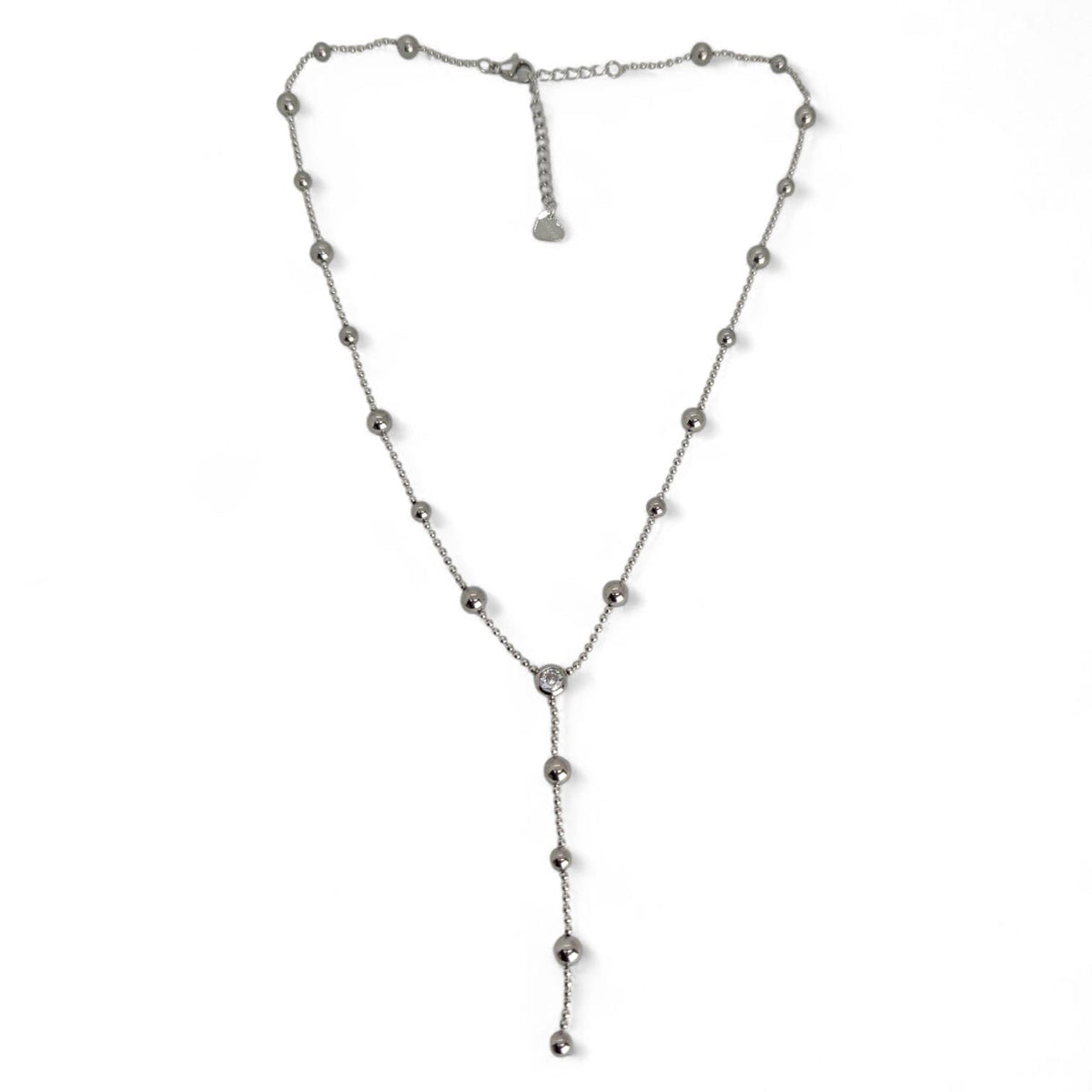 Habibi Jewels Collana da Donna in Acciaio con Sfere e Punto Luce centrale Modello a Y Ideale per Occasioni Speciali Idea Regalo Ragazza Compleanno Festa della Mamma Natale