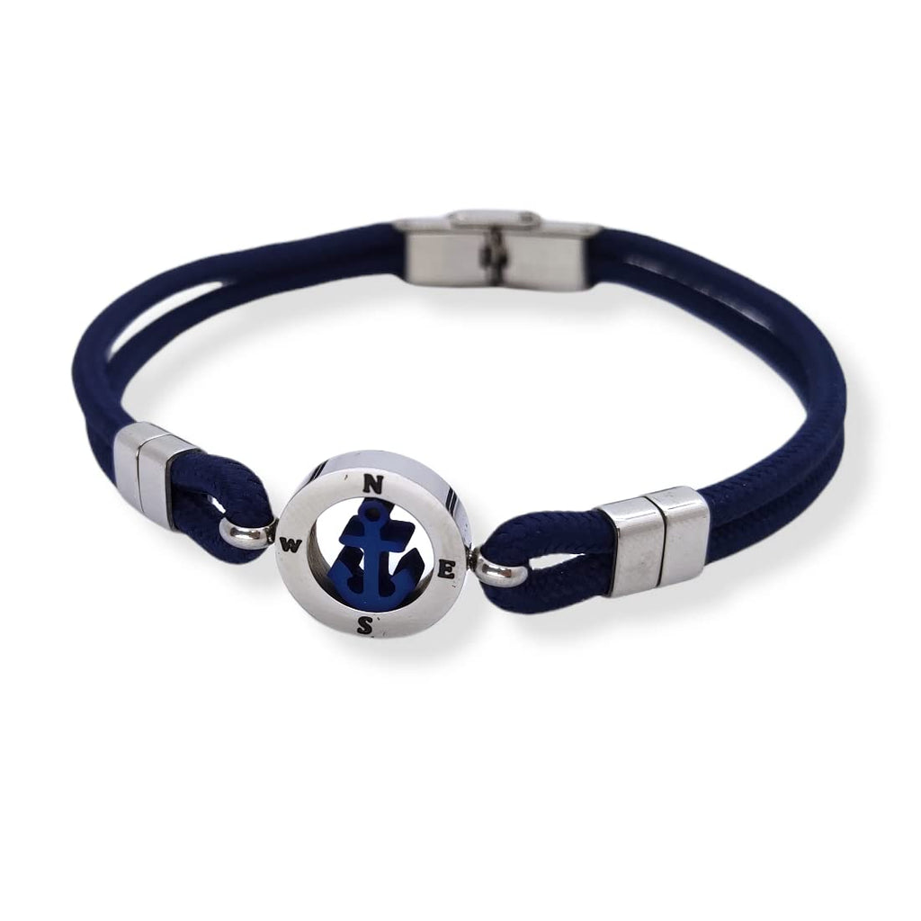Habibi Jewels Bracciale Ancora Uomo in Acciaio e Cordino Blu con Chiusura ad Incastro Braccialetto Navy Idea Regalo Festa del Papà Compleanno Laurea