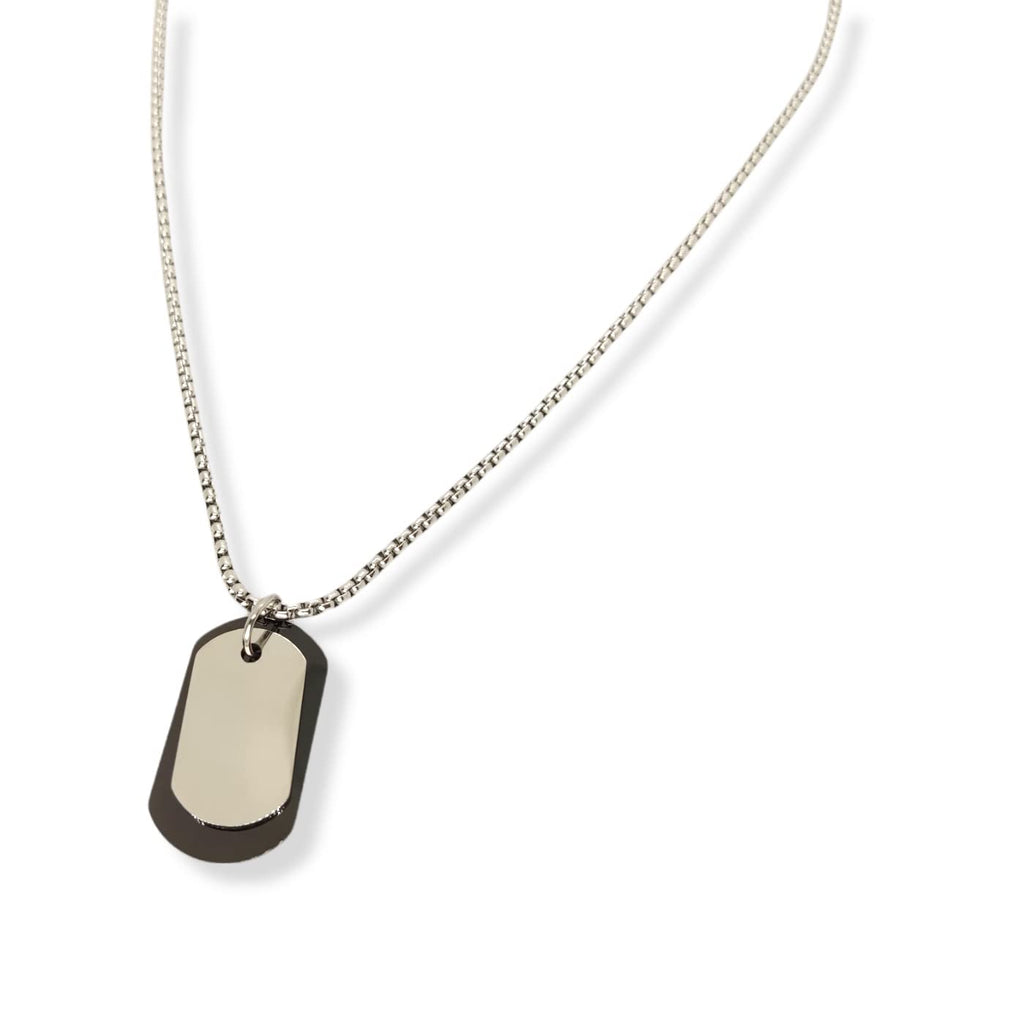 Habibi Jewels Collana in acciaio da uomo con targhetta militare nera e acciaio necklace man targhette piastrina piastrine Sport Idea Regalo Compleanno Amore Amicizia