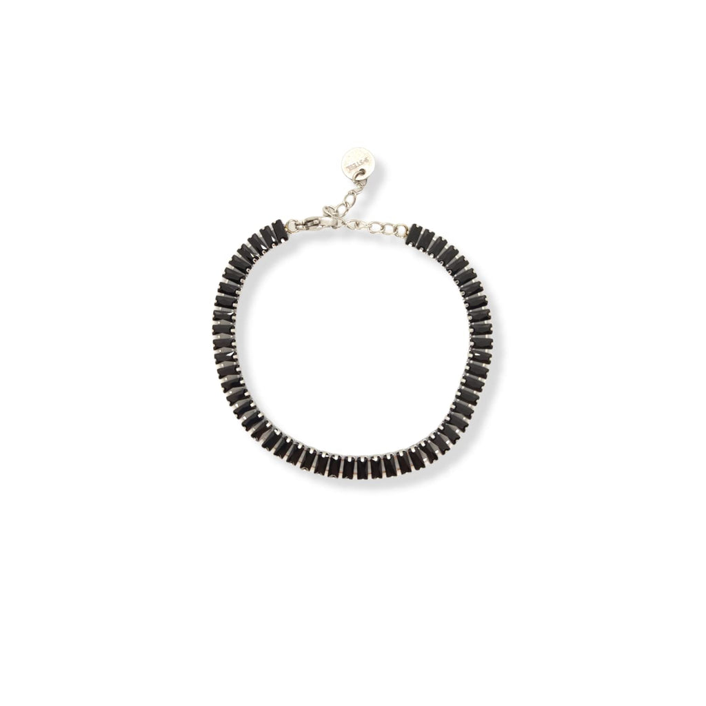 Habibi Jewels Bracciale Tennis Donna in Acciaio Strass Neri Nero regolabile Brillantini Chiusura a Moschettone Braccialetto Idea Regalo Compleanno Natale Festa della Mamma