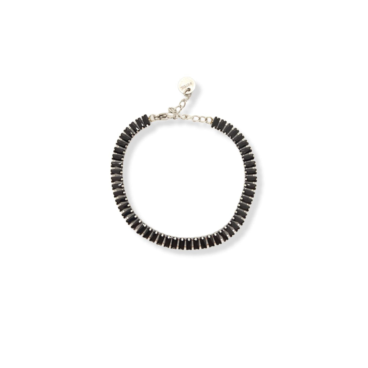 Habibi Jewels Bracciale Tennis Donna in Acciaio Strass Neri Nero regolabile Brillantini Chiusura a Moschettone Braccialetto Idea Regalo Compleanno Natale Festa della Mamma