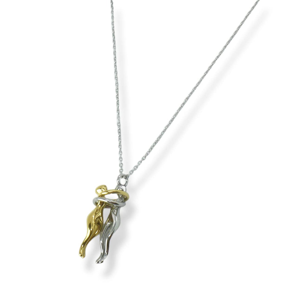 Habibi Jewels Collana da Donna in Acciaio con Ciondolo Abbraccio Innamorati Nero e Color Oro Gold Lui e Lei Fidanzati Amanti Coppia Amore Amicizia Idea Regalo San Valentino Compleanno
