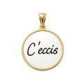 Habibi Jewels Charm Pendente in Acciaio Gold con Scritta C'ECCIS Rotondo Simpatico e Versatile per Collana Magnetica Calamita Idea Regalo