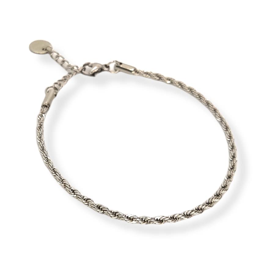 Habibi Jewels Bracciale da Uomo Donna in Acciaio Modello Catena Corda Intrecciata Torcione Braccialetto Idea Regalo Festa del Papà Compleanno Laurea